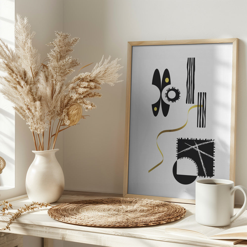 Black & White Abstract No. 3 | gold Poster